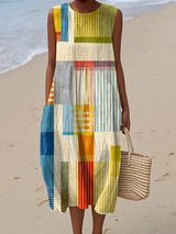 Rosa | Vestido Midi Sin Mangas Multicolor Casual